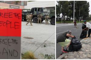 Guardia Nacional en Los Ángeles vecinos limpian zonas protestas contra ICE