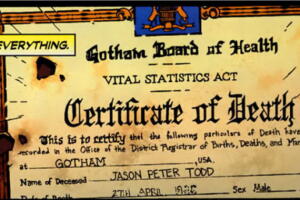 Certificado de muerte de Jason Todd