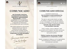 Alex Fernández comunicados sobre su estado de salud