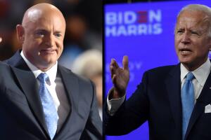 Candidatos demócratas Mark Kelly y Joe Biden