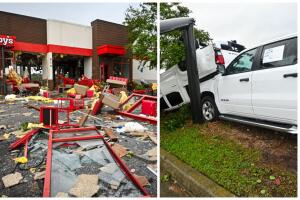 Tormenta Debby destruye tornado Arby's Moncks Corner sur Raleigh 