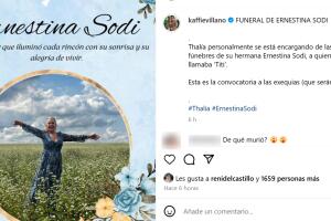 Esta es la supuesta convocatoria al funeral de Ernestina Sodi y que fue dada a conocer por el presentador Alex Kaffie en Instagram.   