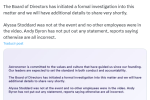 Astronomer emitió un comunicado tras la polémica de su CEO, Andy Byron.