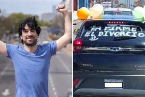 Hombre se divorcia y lo celebra por las calles a lo grande: tardó más de tres años en concretarlo