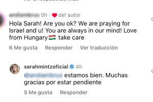 Sarah Mintz confirmó con este mensaje que ella y su familia estaban "bien" tras los ataques.