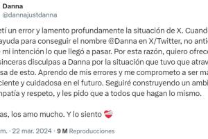 Estas fueron las nuevas disculpas que emitió Danna Paola tras ser acusada de fomentar "odio" contra una usuaria en X.  