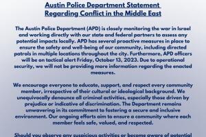 agencias policiacas APD alerta amenazas terrorismo Israel hamas Texas