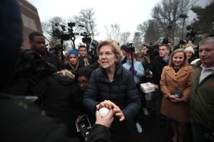 Sen. Elizabeth Warren Visits Polling Stations On New Hampshire Primary Day