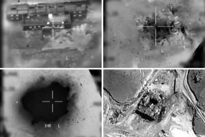 Las imágenes suministradas por las fuerzas armadas israelíes muestra el momento del ataque aéreo a la instalación siria.