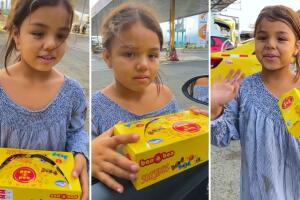 Niña de seis años vende dulces en cuatro idiomas