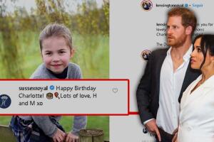 princesa charlotte, meghan markle y principe harry