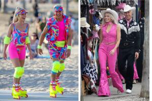 Margot Robbie y Ryan Gosling en el rodaje de 'Barbie'.jpg