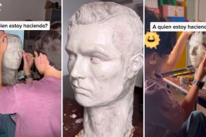 Josué Benjamín Figueroa, niño venezolano de 13 años hizo una escultura a tamaño real de Cristiano Ronaldo