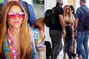 Shakira accedió a tomarse fotos con algunas personas a su salida del aeropuerto de Barcelona.