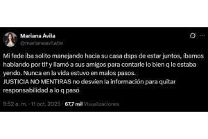 Mariana Ávila puso un alto a las especulaciones sobre la muerte de su novio Fede Dorcaz