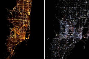 Miami sustituyó gran parte de sus antiguas luminarias por tecnología LED más eficiente.