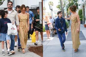 La pareja se fue de compras por Beverly Hills con los mellizos.