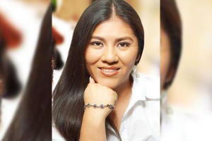 Una foto promocional de la precandidata a diputada Dulce María Rebaja