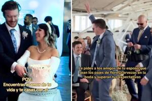 Novia ecuatoriana le pide a los amigos de su esposo británico que sean sus pajes de flores... ¡y hasta regalaron cervezas!