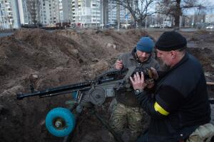 Combatientes ucranianos en Kiev