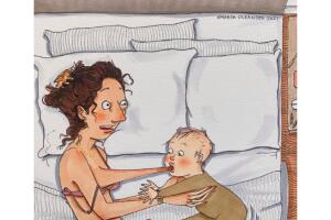 Ilustración de Amanda Oleander sobre la maternidad y la llegada de un nuevo bebé