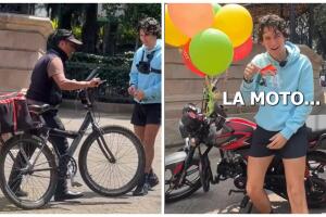 TikToker regala una moto de sorpresa a repartidor.