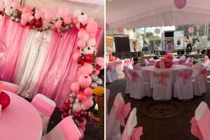 Mujer festejó sus 50 años como quinceañera: decoración