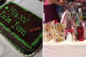 La quinceañera Dulce Ivón tuvo dos pasteles y regalos de los invitados que llegaron a su fiesta de XV tras ver la publicación de Facebook.