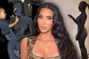 Kim Kardashian aparece con traje 'bondage' para apoyar a su ex Kanye West 