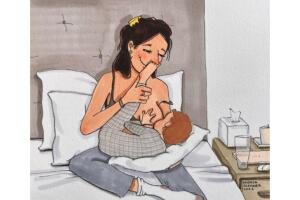 Ilustración de Amanda Oleander sobre la maternidad y la llegada de un nuevo bebé