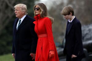 President Trump, First Lady, And Son Barron Depart White House En Route To Mar-a-Lago For Weekend