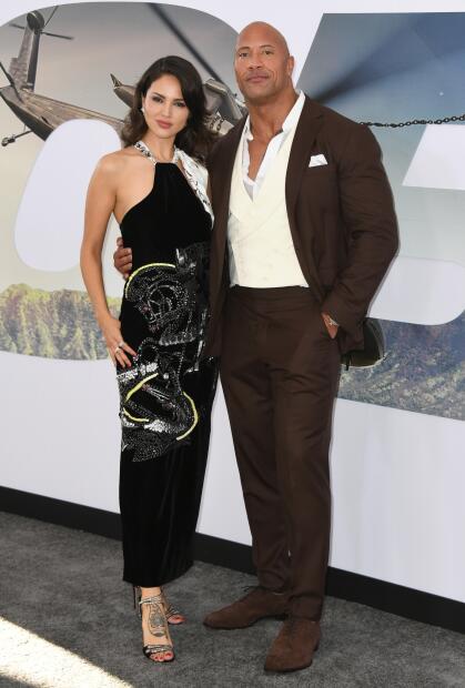 HOLLYWOOD, CALIFORNIA - JULY 13: Eiza Gonzalez and Dwayne Johnson attend the Premiere Of Universal Pictures' "Fast & Furious Presents: Hobbs & Shaw" at Dolby Theatre on July 13, 2019 in Hollywood, California. (Photo by Jon Kopaloff/Getty Images)