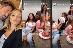 Irina Baeva festejó a Gabriel Soto junto a las hijas que el actor tiene con Geraldine Bazán. 