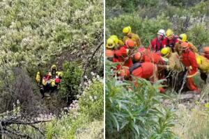 Equipo de rescate puso a salvo a un padre y su hijo.