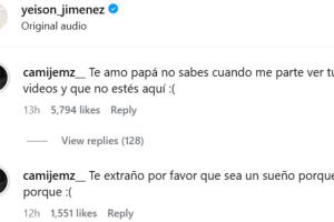 Así reaccionó Camila, la hija mayor de Yeison Jiménez, tras el inesperado fallecimiento del cantante.