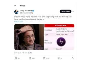La cicatriz de Harry Potter en la frente no sería una rayo
