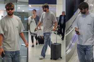 Así llegó Gerard Piqué al aeropuerto de Miami procedente de España.