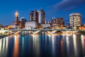 Rich Street Bridge Scioto River Downtown Columbus Ohio Skyline HDR