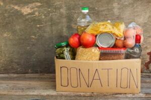 Donation box with food.