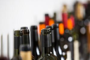 Empty glass wine bottles,