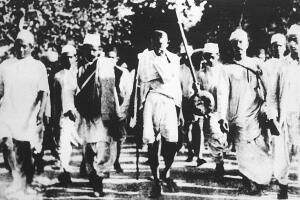 Indian freedom fighter Mohandas Karamchand Gandhi