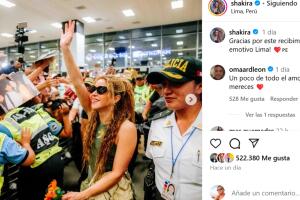 Shakira compartió imágenes como esta de su llegada a Lima solo horas antes de reportarse su supuesta hospitalización.
