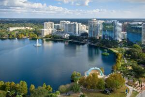 Lake Eola Surrounded by Buildings and Trees