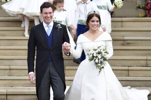 Pajes, princesa Charlotte y príncipe George en la boda de la princesa Eugenie