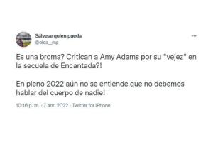 Respuesta en Twitter a las críticas sobre el físico de Amy Adams