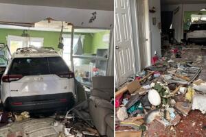 camioneta estrellada casa Houston