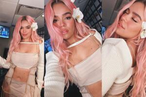 Karol G ahora luce con el cabello en color rosa.