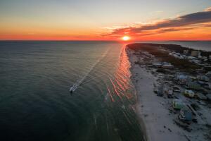 Aerial/Drone Photo of a beautiful sunset over Gulf Shores Alabama