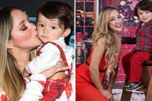 Sherlyn y su hijo André comparten su sesión de fotos navideña y los fans dicen que ya es un pequeño galán