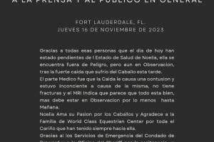 Noelia comunicado de salud